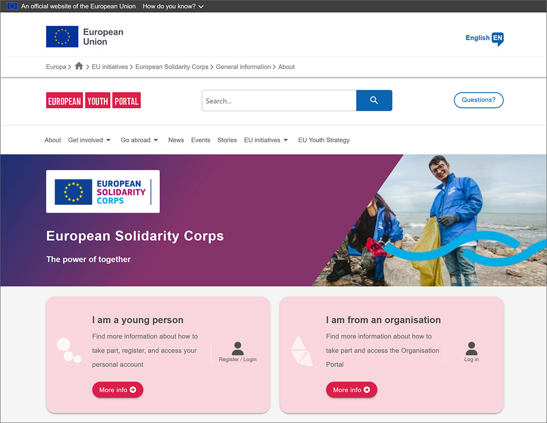 vers le site Corps européen de solidarité