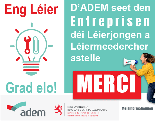 Un apprentissage - Maintenant plus que jamais! L'ADEM dit merci aux entreprises qui engagent des apprentis - Plus d'informations